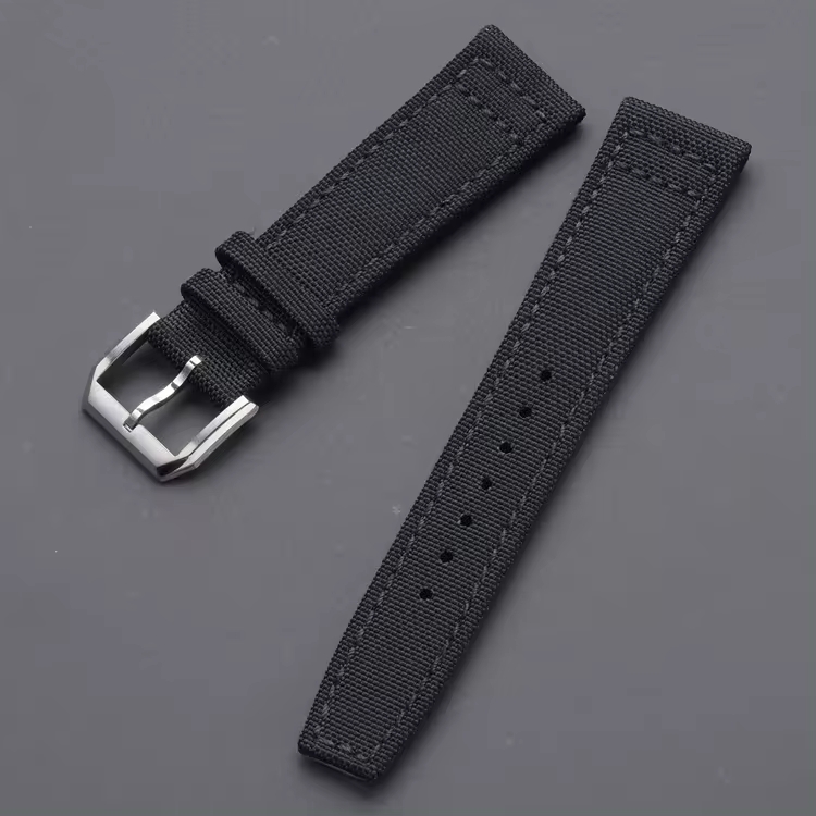 Bracelet de montre WSC en toile et cuir - Noir