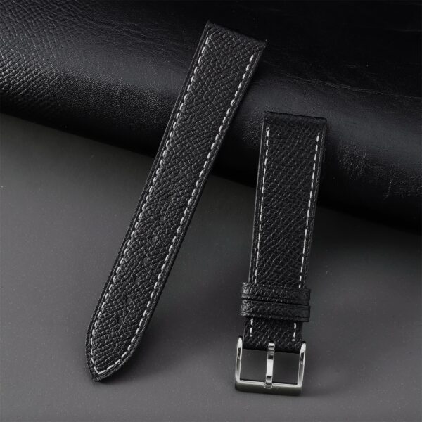 Top Grain Epsom Leather Watch Strap - Black & White by Watch Straps Canada