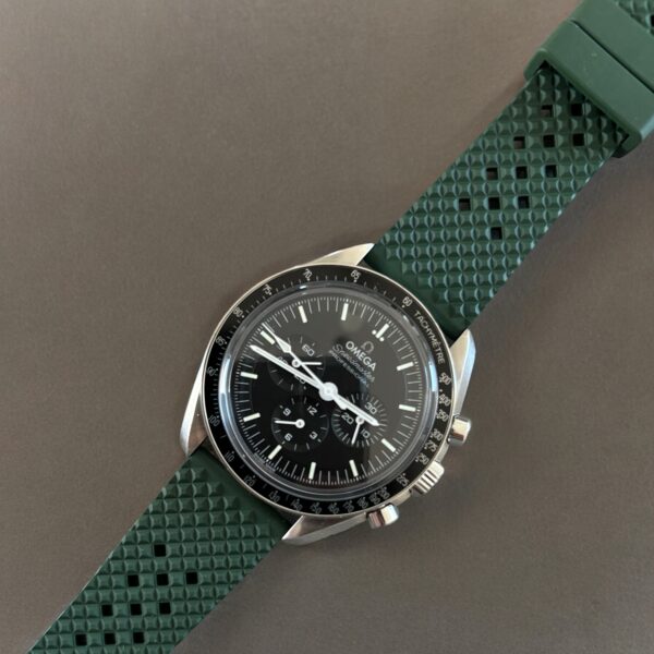 FKM Rubber Textured Band - Army Green by Watch Straps Canada mounted on Omega Speedmaster